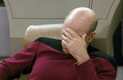 Meme of Captain Pickard facepalming
